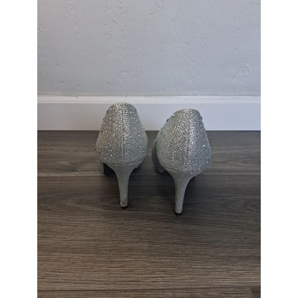 Silver Glitter High Heel Pumps by - Sparkle Evening Heels 7M